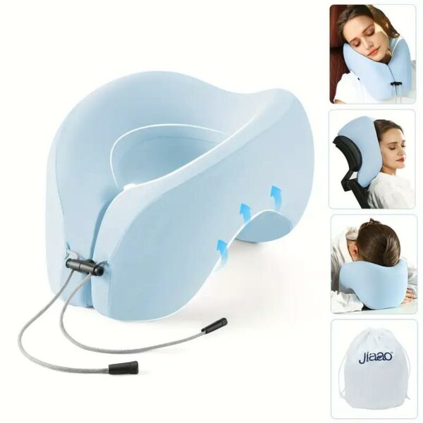 [Ergonomic Neck Pillow] Adjustable Ergonomic Neck Pillow, 360° Head Support, U-Shaped Travel Cushion for Adults - Medium Soft Knitted Polyester Cover, Detachable, Spot-Clean, No Power Required for Airplane, Home, Office, Gaming