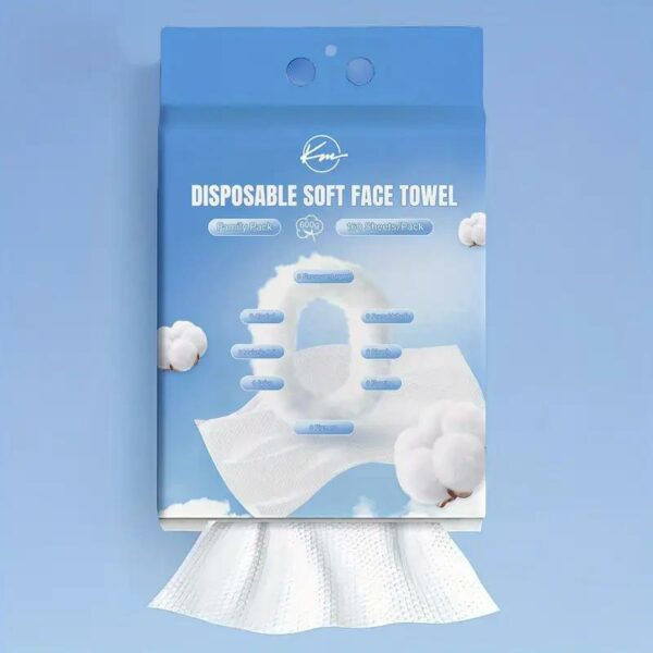 Disposable Cotton Facial Cleansing Towelettes - 160 ultra-soft wet and dry wipes for cleansing, skincare, make-up removal, care, travel, fitness and daily use | Hanging design for easy storage