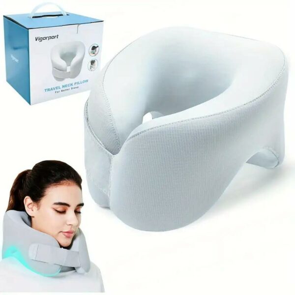 2-in-1 Upgraded Neck Pillow for Travel 360° Head Support 100% Pure for Flight Headrest Sleep Portable Plane Accessories Gray