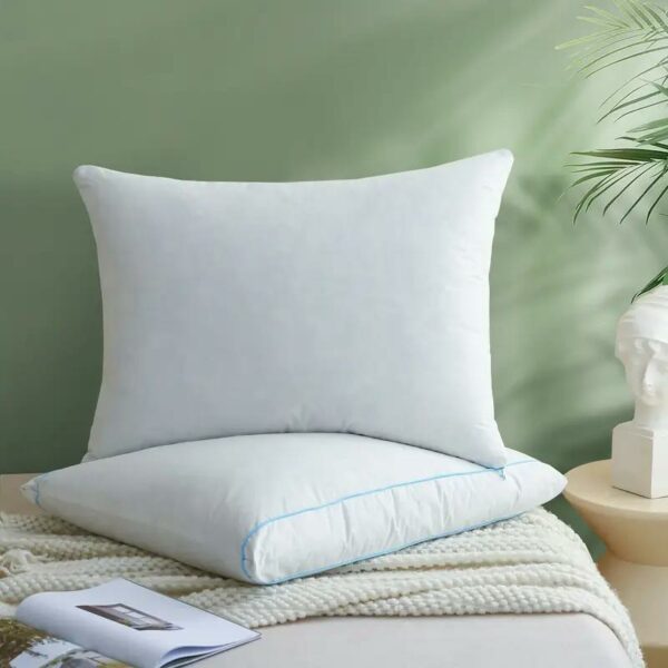 Set of 2 Down Feather Pillows - Adjustable Bed Pillows for Back, Stomach or Side Sleepers with 2 Functional Zippers, Cotton Fabric, and Soft Down Feather Pillow Inserts for Comfortable Sleeping