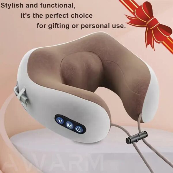Heated U-Shaped Neck Massager Pillow with Memory Foam – Deep Tissue Relaxation for Travel, Office, and Home Use – Perfect Gift for Mother’s Day, Personal Massager