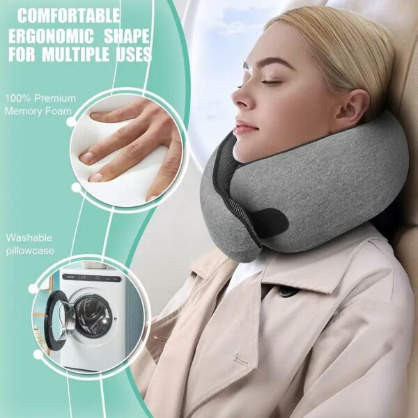 Foldable U-Shape Design For Sleeping On Plane, Desk Napping, Long Flights Ergonomic Travel Pillow For Adults, Compact Design Fits In Luggage