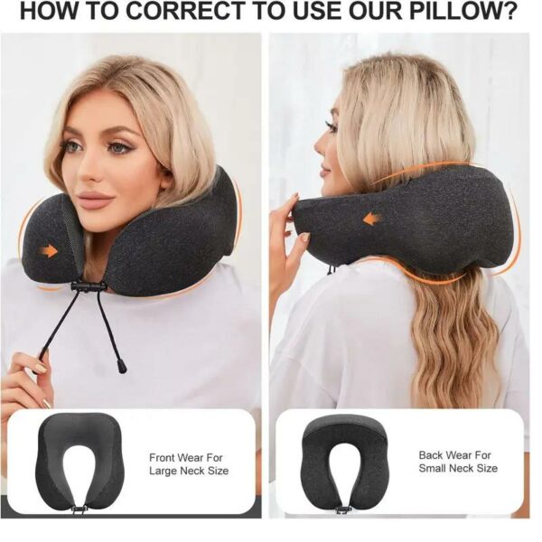 Neck Pillow for Traveling, Upgraded Travel Neck Pillow for Airplane 100% Pure Memory Foam Travel Pillow for Flight Headrest Sleep, Portable Plane Accessories, Light Grey