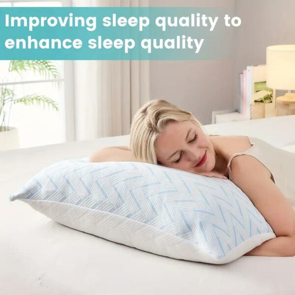 [Soft Comfortable Removable Cover Pillow] 2pcs Bed Pillows, Adjustable Shredded Memory Foam Big Bed Pillow Queen Size For Sleeping On Back, Stomach And Side Sleeper- Firm Medium Soft Memory Foam Cooling Gel, Soft And Comfortable With Full Cooling Bed Pillow For Sleeping With Removable Cover