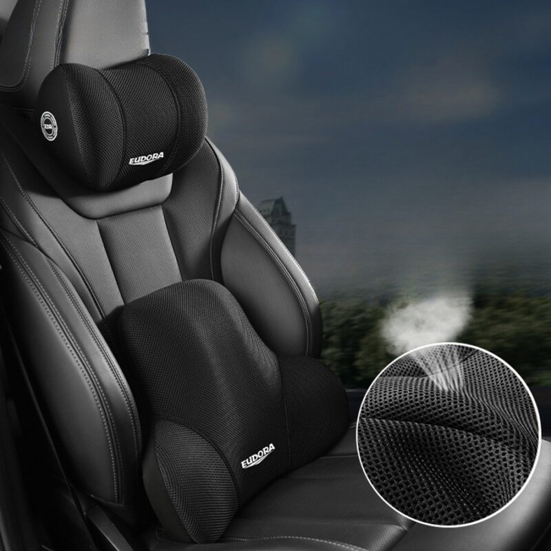 Car Headrest & Lumbar Support Cushion, Car Neck Pillow Kit