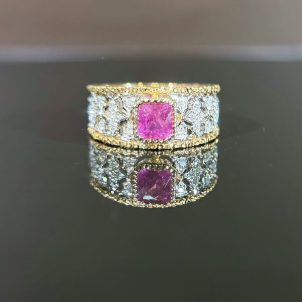 18K Gold (White & Yellow) Sapphire 1.07ct Octagonal Ring