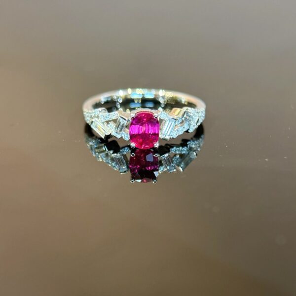 18K White Gold Ruby 0.75ct Oval Ring