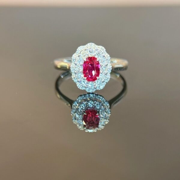 18K White Gold Ruby 0.64ct Oval Ring