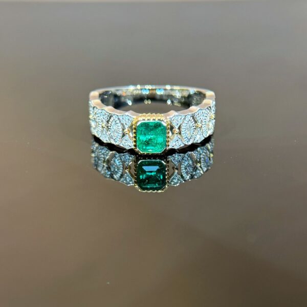 18K Gold (White & Yellow) Emerald 0.48ct Octagonal Ring