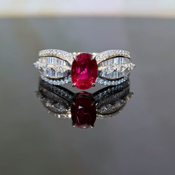 18K White Gold Ruby 1.21ct Oval Ring