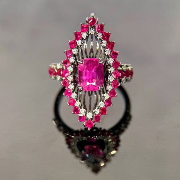 18K Black Gold Hot Pink Sapphire 1.69ct Ring